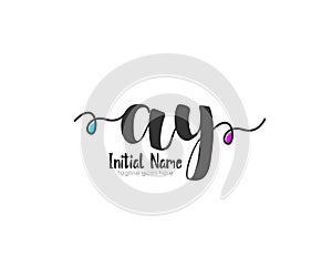 AY Signature initial logo template vector. Initial signature logo template. Initial letter logo template for logo identity and