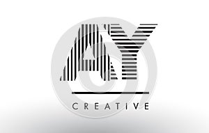 AY A Y Black and White Lines Letter Logo Design.