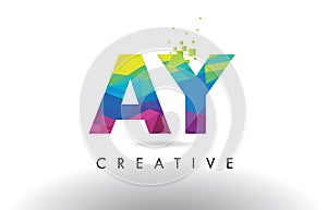 AY A Y Colorful Letter Origami Triangles Design Vector.