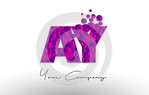 AY A Y Dots Letter Logo with Purple Bubbles Texture.