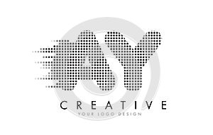 AY A Y Letter Logo with Black Dots and Trails.