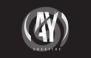 AY A Y White Letter Logo Design with Black Background.