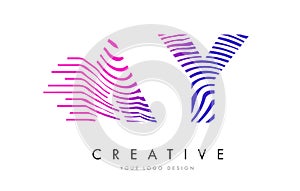 AY A Y Zebra Lines Letter Logo Design with Magenta Colors