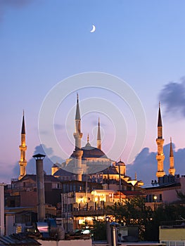 Aya Sofya Mosque And Arabian Moon photo