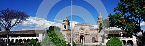 AYACUCHO, PERU: Aerial view of Ayacucho cathedral and main square at afternoon