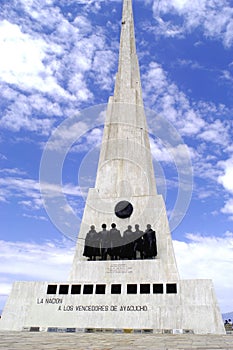 AYACUCHO, PERU - The obelisk of Quinua\'s Pampa is a symbol of that battle for independence located in Ayacucho photo