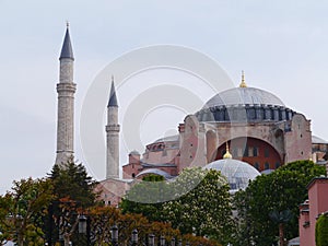 The Ayasofya museum with its minarets and domes in Istanbul