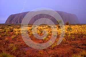 Ayers Rock, Uluru Lightning Strike, Rain Storm