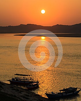 Ayeyarwady river sunset, Myanmar