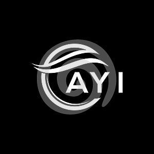 AYI letter logo design on black background. AYI creative circle letter logo concept. AYI letter design photo