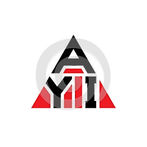 AYI triangle letter logo design with triangle shape. AYI triangle logo design monogram. AYI triangle vector logo template with red photo