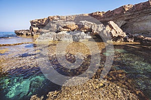 Ayia Napa, Cyprus. Sea caves of Cavo Greco Cape.