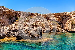 Ayia Napa sea caves near Cape Greco. Famagusta District. Cyprus