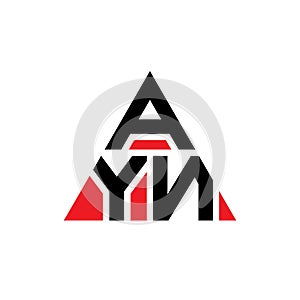 AYN triangle letter logo design with triangle shape. AYN triangle logo design monogram. AYN triangle vector logo template with red photo