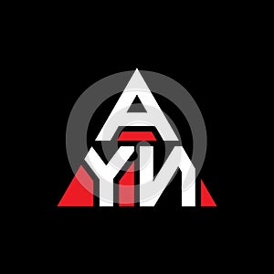 AYN triangle letter logo design with triangle shape. AYN triangle logo design monogram. AYN triangle vector logo template with red photo