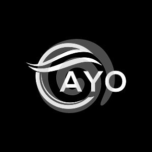 AYO letter logo design on black background. AYO creative circle letter logo concept. AYO letter design.AYO letter logo design on