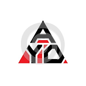 AYO triangle letter logo design with triangle shape. AYO triangle logo design monogram. AYO triangle vector logo template with red