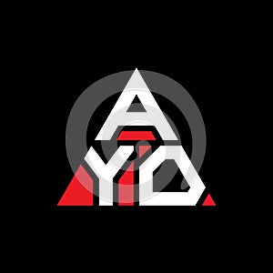 AYO triangle letter logo design with triangle shape. AYO triangle logo design monogram. AYO triangle vector logo template with red