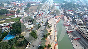 Ayodhya Drone view Shri Ram Mandir, Shri Hanuman Garhi Mandir, Lata Mangeshkar Chowk and Ghats photo