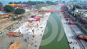 Ayodhya Drone view Shri Ram Mandir, Shri Hanuman Garhi Mandir, Lata Mangeshkar Chowk and Ghats photo