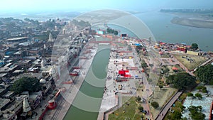 Ayodhya Drone view Shri Ram Mandir, Shri Hanuman Garhi Mandir, Lata Mangeshkar Chowk and Ghats photo