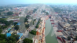 Ayodhya Drone view Shri Ram Mandir, Shri Hanuman Garhi Mandir, Lata Mangeshkar Chowk and Ghats photo