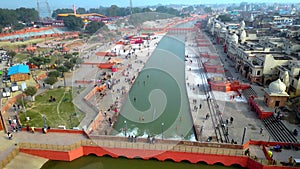 Ayodhya Drone view Shri Ram Mandir, Shri Hanuman Garhi Mandir, Lata Mangeshkar Chowk and Ghats photo