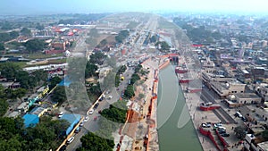 Ayodhya Drone view Shri Ram Mandir, Shri Hanuman Garhi Mandir, Lata Mangeshkar Chowk and Ghats photo