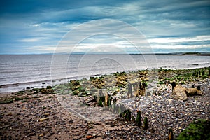 Ayrshire coast at low tide on a overcast summers evening