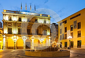 Ayuntamiento at Castellon de la Plana in night photo