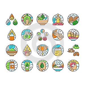 ayurveda dosha vata pitta icons set vector photo