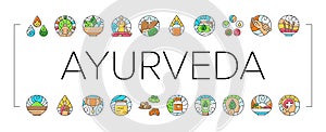 ayurveda dosha vata pitta icons set vector photo