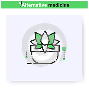 Ayurveda line icon. Editable illustration