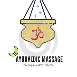 Ayurveda shirodhara treatment logo, vector illustration.