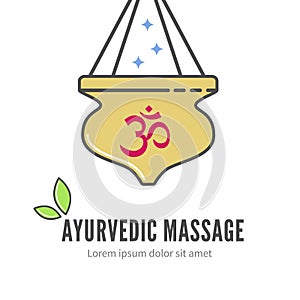 Ayurveda shirodhara treatment logo, vector illustration. photo