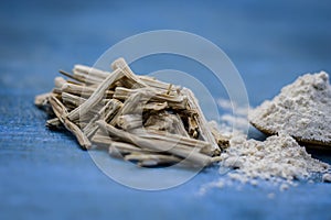 Ayurvedic herb satavari,Asparagus racemosus with its powder and root.