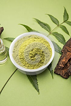 Ayurvedic neem products like paste, powder, oil, juice, tooth care