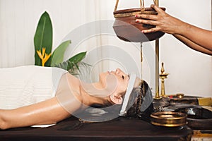 Ayurvedic shirodhara treatment in India