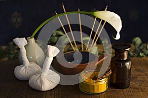 Ayurvedic spice, oil and massaging tools