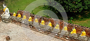 Ayutthaya ancient city ruins in Thailand, Buddha statues