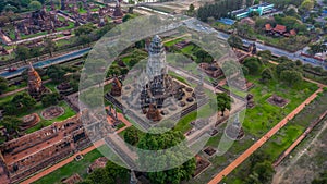 Ayutthaya Historical Park, Phra Nakhon Si Ayutthaya, Ayutthaya, Thailand, view from above
