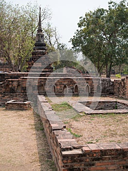 Ayutthaya temple ruins, Wat Maha That Ayutthaya as a world heritage site, Thailand.