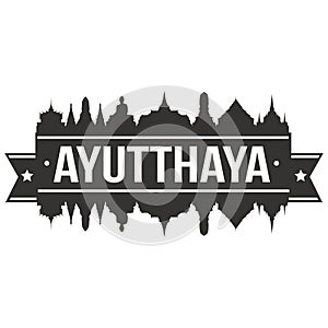 Ayutthaya Thailand Asia Icon Vector Art Design Skyline Flat City Silhouette Editable Template