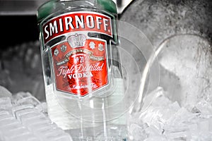 Smirnoff vodka, a brand of vodka produced by the British company Diageo