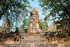 Ayutthaya, Thailand at Wat Mahathat, Temple Stupa Pagoda in the morning, Ayutthaya Historical Park