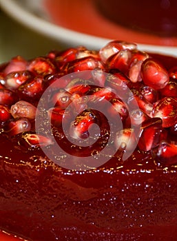 Ayva Tatlisi, Quince in Syrup, Topped with Nuts and Cream Cheese. Traditional Turkish Dessert