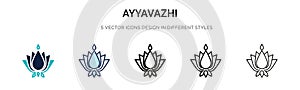 Ayyavazhi icon in filled, thin line, outline and stroke style. Vector illustration of two colored and black ayyavazhi vector icons photo