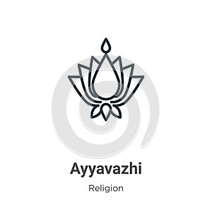 Ayyavazhi outline vector icon. Thin line black ayyavazhi icon, flat vector simple element illustration from editable religion photo