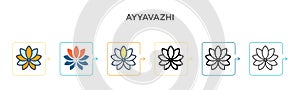 Ayyavazhi vector icon in 6 different modern styles. Black, two colored ayyavazhi icons designed in filled, outline, line and photo