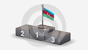 Azerbaijan 3D waving flag illustration on winner podium.